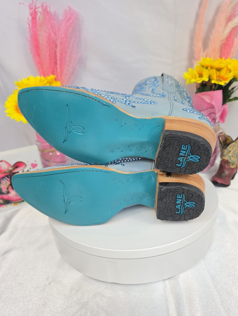 New LANE Lexington Cowgirl Boots with SWAROVSKI Crystals - Picture 9 of 11